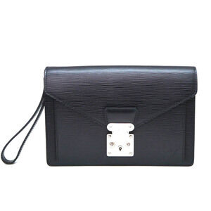 Louis Vuitton Dragonne Clutch Bag Epi Leather Black